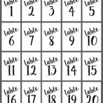 Printable Wedding Table Numbers   Table Numbers 1 20 Size 4X6 With Free Printable Table Numbers 1 20