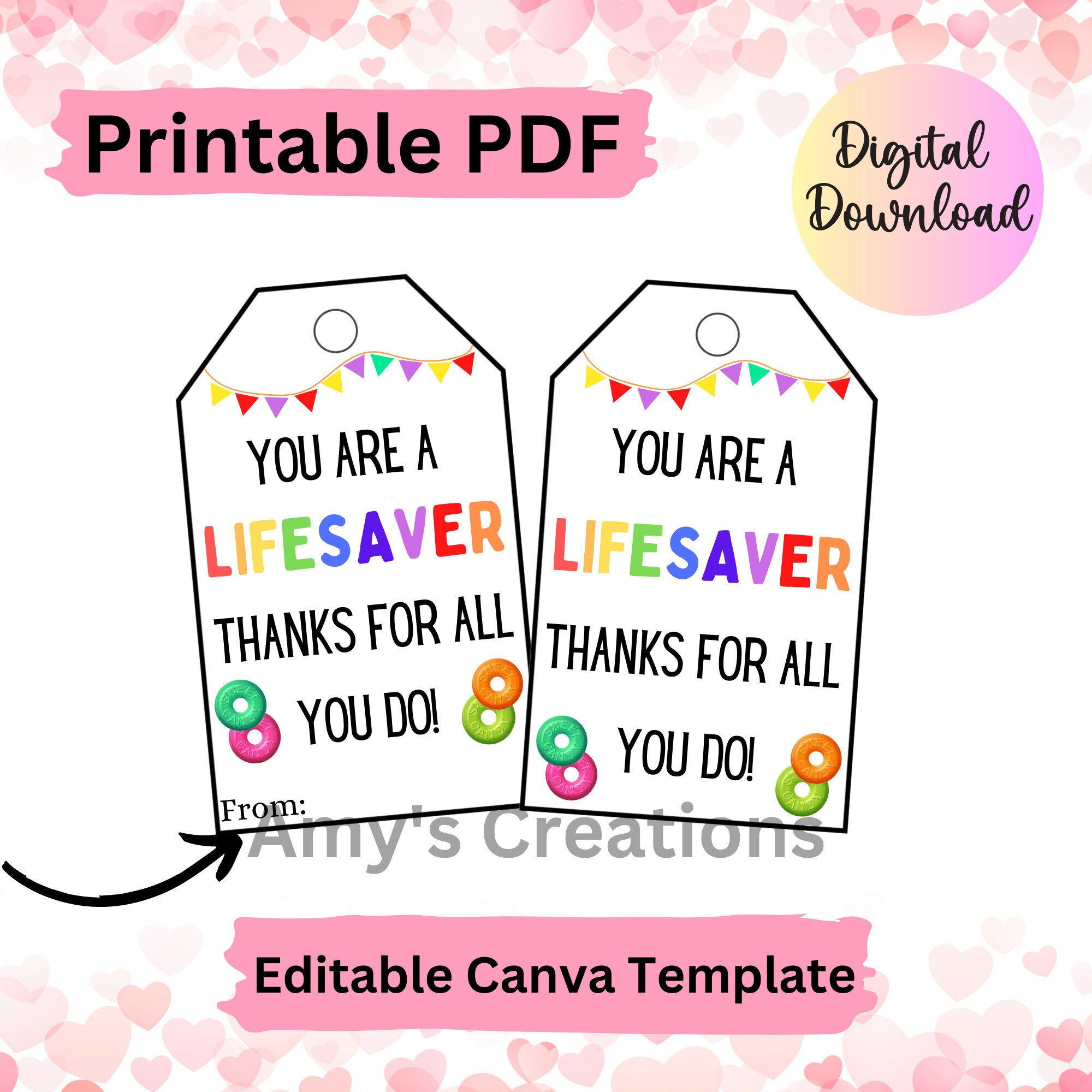 Printable You Are A Lifesaver Gift Tags - Teacher Nurse Staff Boss in Free Printable Lifesaver Tags
