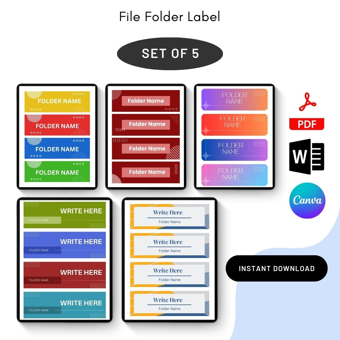Professional File Folder Labels Template | Printable &amp;amp; Editable pertaining to Free Printable File Folder Labels