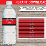 Race Car Water Bottle Labels Template   Red For Free Printable Cars Water Bottle Labels