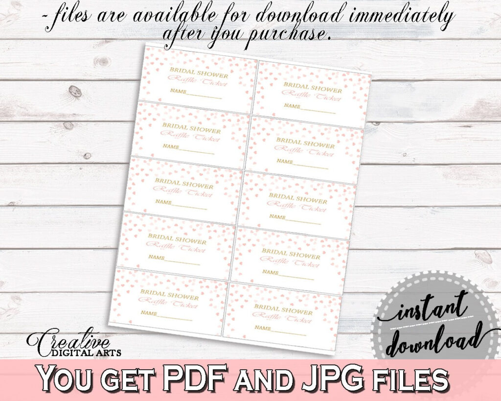 Raffle Ticket Bridal Shower Raffle Ticket Pink And Gold Bridal For Free Printable Bridal Shower Raffle Tickets