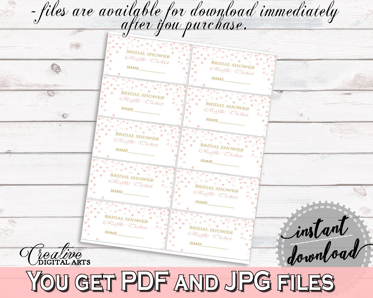 Raffle Ticket Bridal Shower Raffle Ticket Pink And Gold Bridal for Free Printable Bridal Shower Raffle Tickets