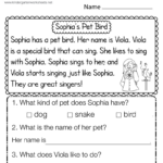 Reading Comprehension Worksheet   Free Printable, Digital, & Pdf In Free Printable English Reading Worksheets For Kindergarten