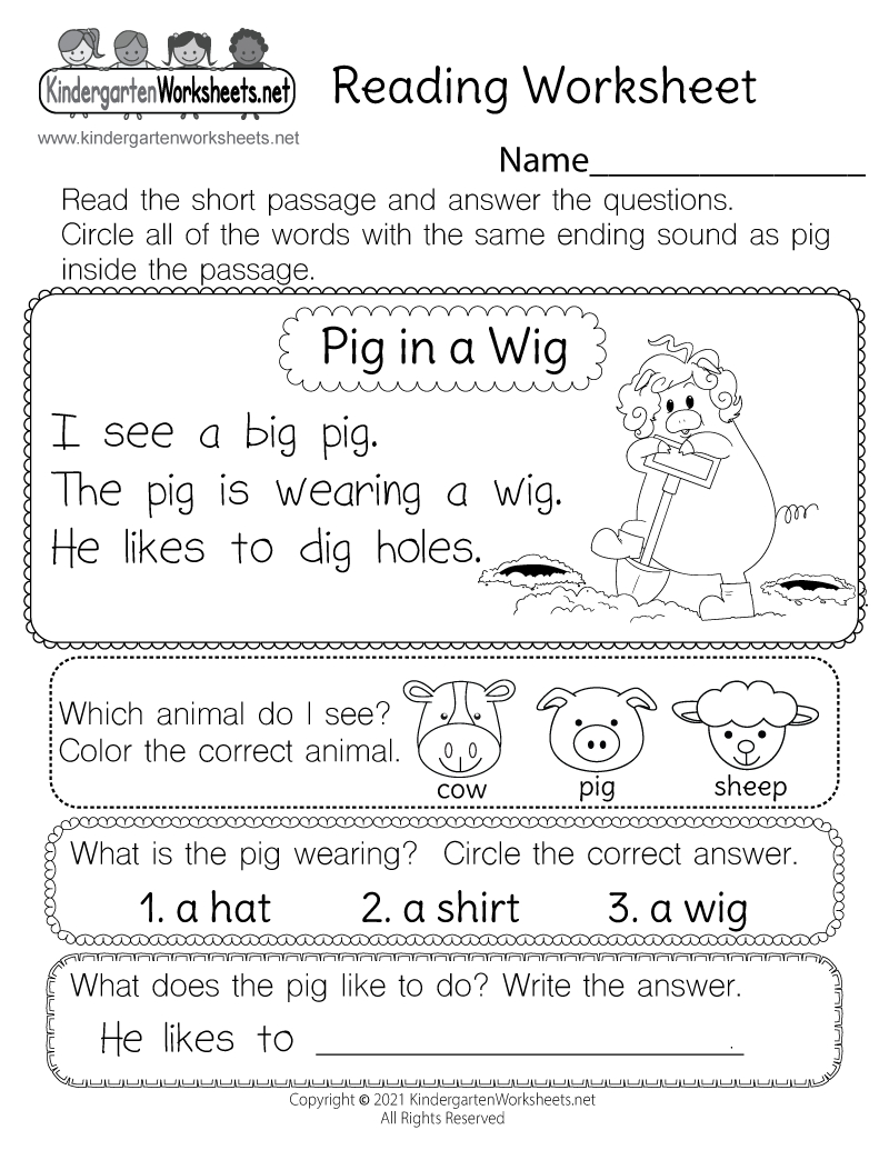 Reading Worksheet For Kids - Free Printable, Digital, &amp;amp; Pdf in Free Printable Reading Worksheets