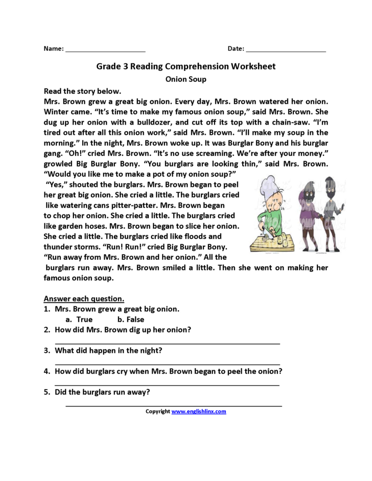 Third Grade Reading Worksheets Free Printable