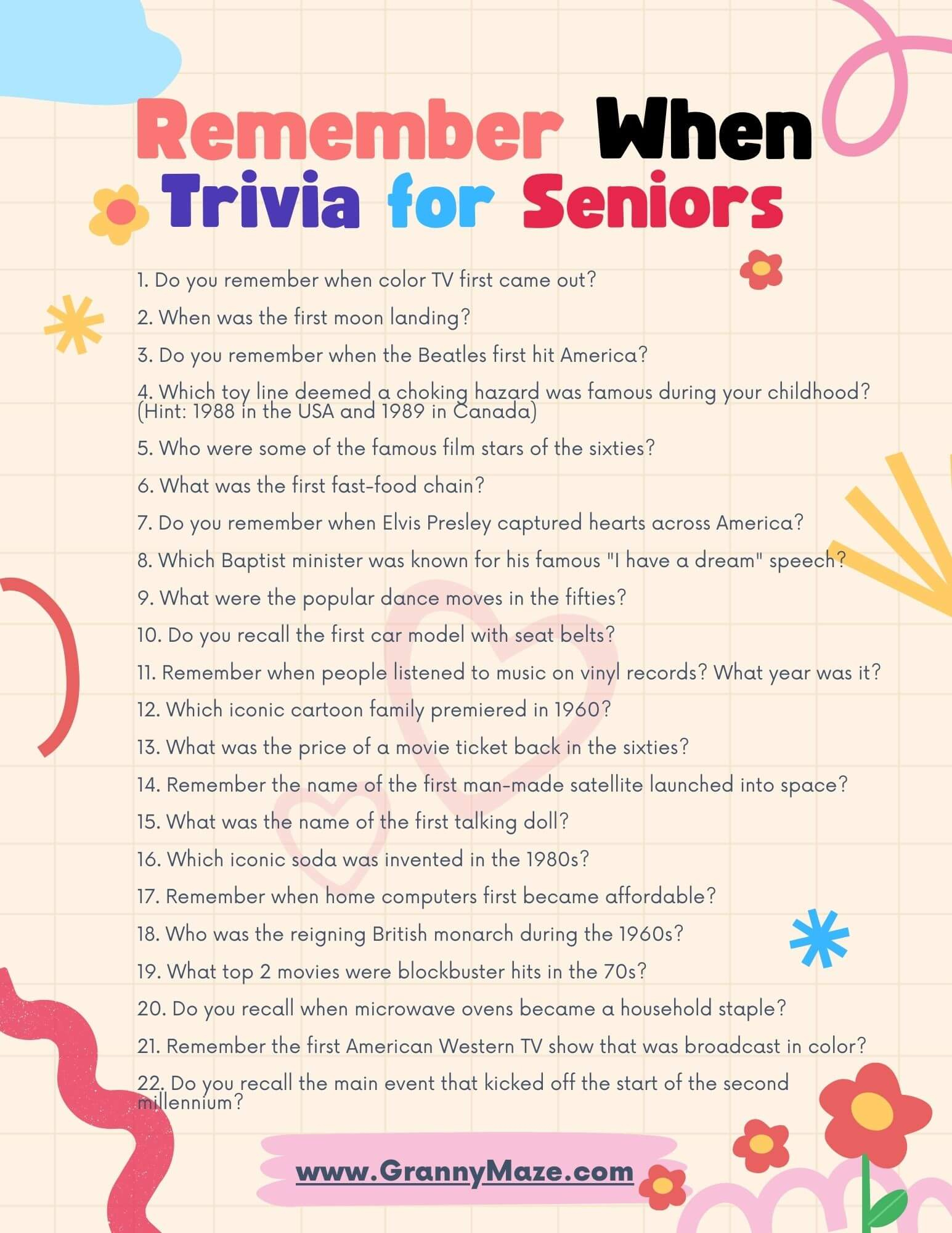 Remember When Trivia For Seniors: Boost Your Brainpower throughout Free Printable Trivia Questions For Seniors