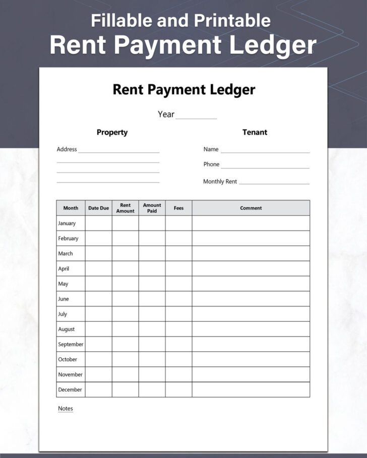 Free Printable Rent Ledger