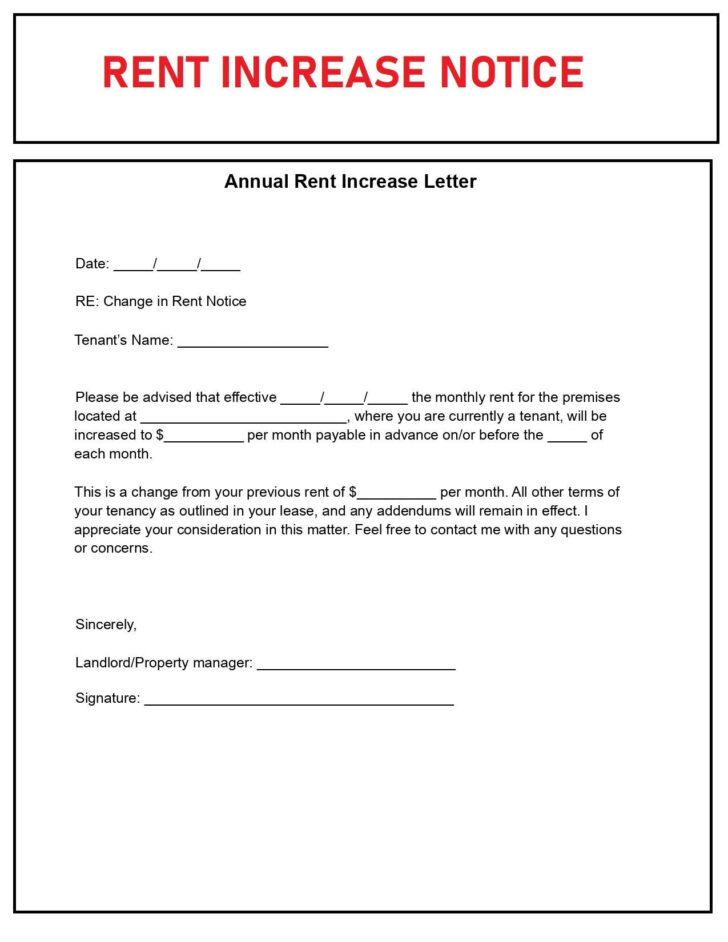 Free Printable Rent Increase Letter