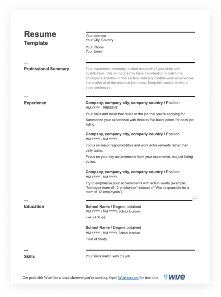 Resume Templates In Pdf Free For Download Wise With Free Printable Resume Templates Resume Templates In Pdf Free For Download Wise With Free Printable Resume Templates