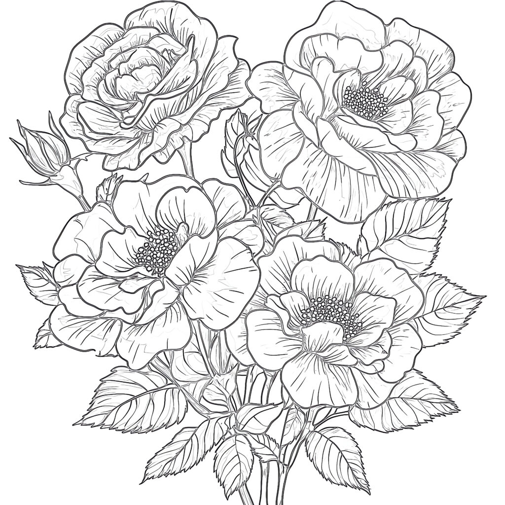 Rose Flower Coloring Page | Coloring Pages Mimi Panda Within Free Printable Flower Coloring Pages Rose Flower Coloring Page | Coloring Pages Mimi Panda Within Free Printable Flower Coloring Pages