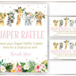 Safari Diaper Raffle, Diaper Raffle Sign, Diaper Raffle Card, Baby With Free Printable Diaper Raffle Tickets Elephant