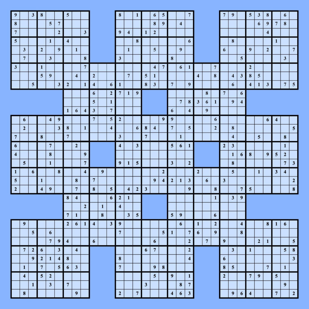 Samurai Sudoku Grid   10 Free Pdf Printables | Printablee Throughout Free Printable Samurai Sudoku