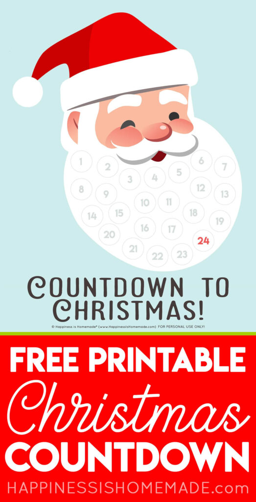 Santa Christmas Countdown Printable Happiness Is Homemade Pertaining To Christmas Countdown Free Printable Santa Christmas Countdown Printable Happiness Is Homemade Pertaining To Christmas Countdown Free Printable