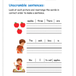 Sentence Scramble Worksheet Pdf For Kindergarten | Planetspin.in In Free Printable Scrambled Sentences Worksheets