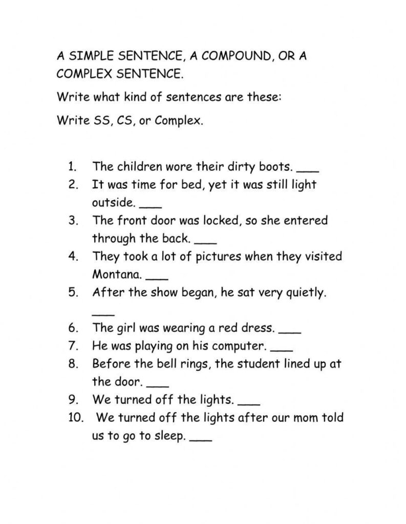 Simple Sentences, Compound Sentence And Complex Worksheet | Live Intended For Free Printable Worksheets On Simple Compound And Complex Sentences Simple Sentences, Compound Sentence And Complex Worksheet | Live Intended For Free Printable Worksheets On Simple Compound And Complex Sentences