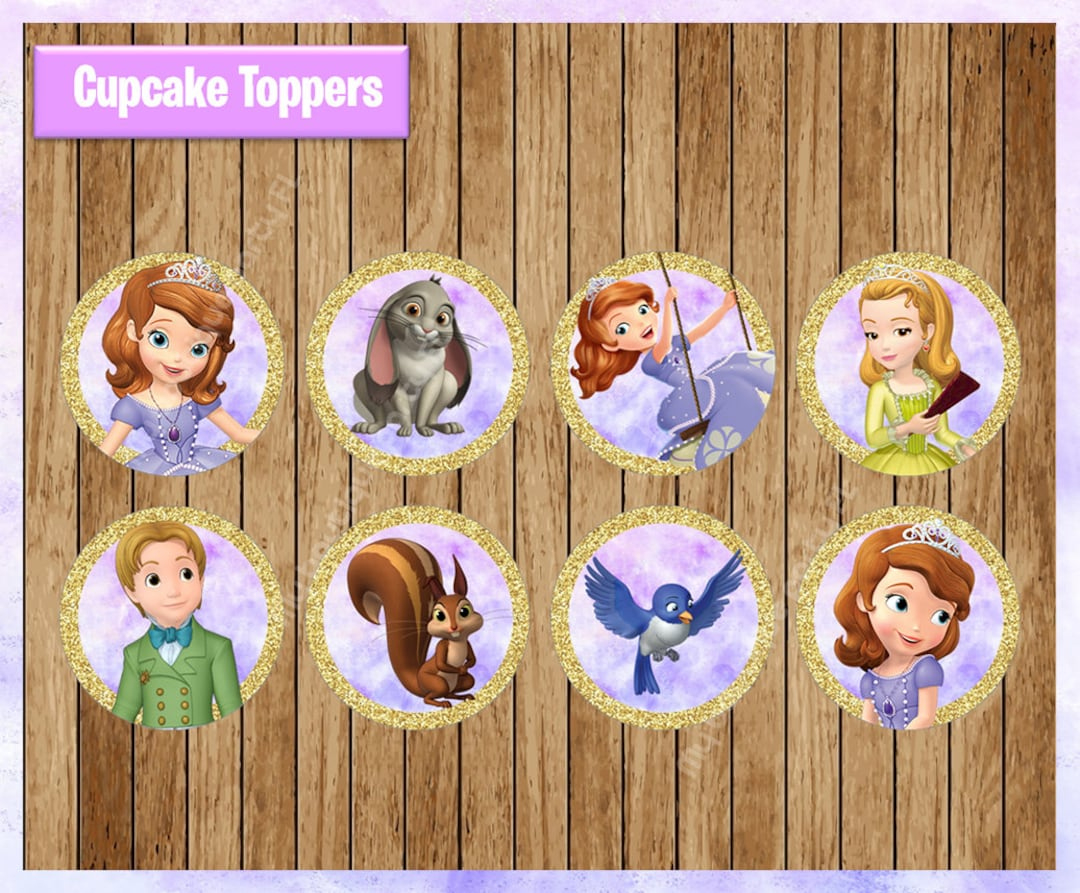 Sofia The First Toppers Instant Download, Printable Princess inside Free Printable Sofia Cupcake Toppers
