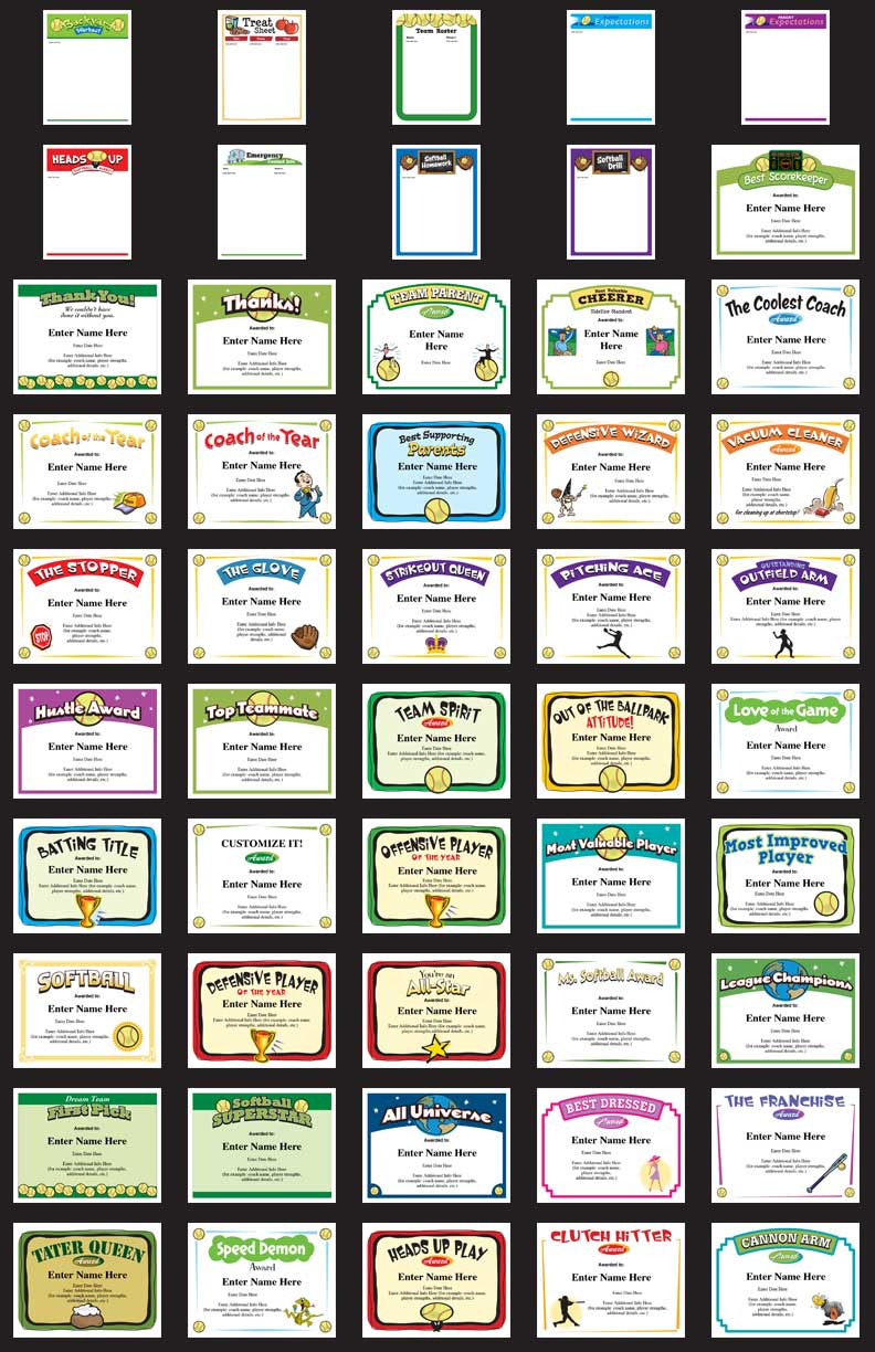 Softball Certificates - Editable Awards For Softball Players inside Free Printable Softball Award Certificates