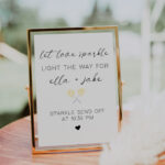 Sparkler Send Off Sign Template Printable, Modern Minimalist For Free Printable Wedding Sparkler Sign