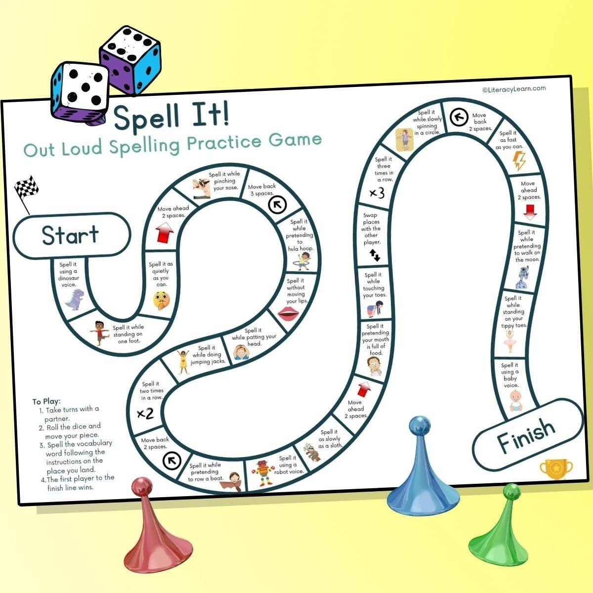 Spelling Practice Printable Board Game (Free) - Literacy Learn regarding Free Printable Board Games