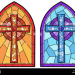 Stained Glass In A Catholic Church. Religious Meanings And Scenes In Free Printable Religious Stained Glass Patterns