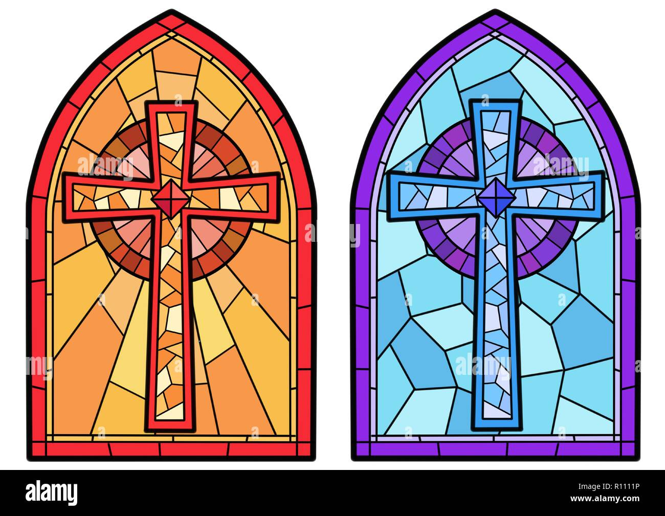 Stained Glass In A Catholic Church. Religious Meanings And Scenes in Free Printable Religious Stained Glass Patterns