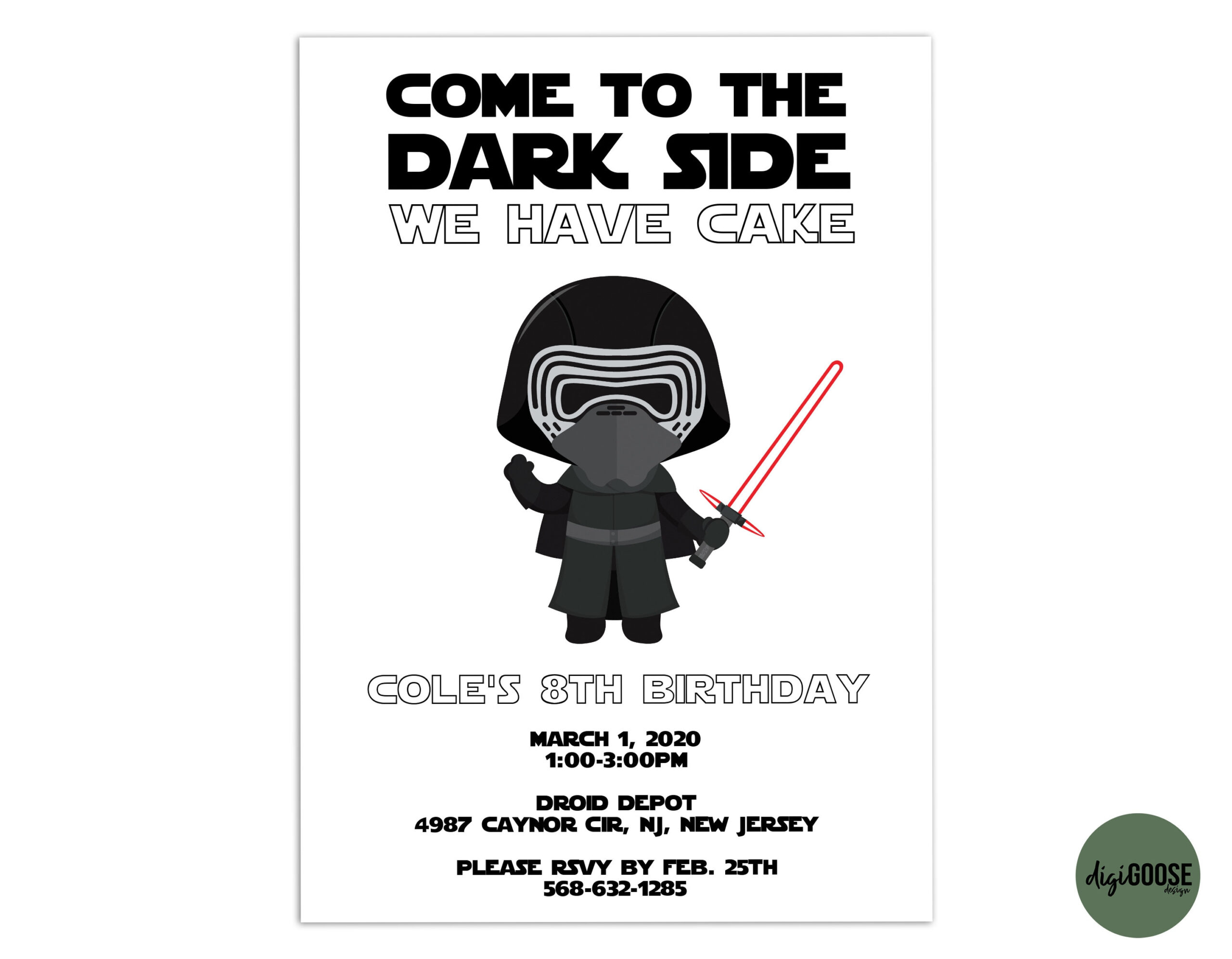 Star Wars Self Editable Pdf, Template, Star Wars, Dark Side, Birthday Party, Printable Birthday Party Invite, Instant Download, Kylo Ren regarding Star Wars Invitations Free Printable