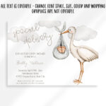 Stork Baby Shower Invitation Gender Neutral Special Delivery Baby In Free Stork Party Invitations Printable