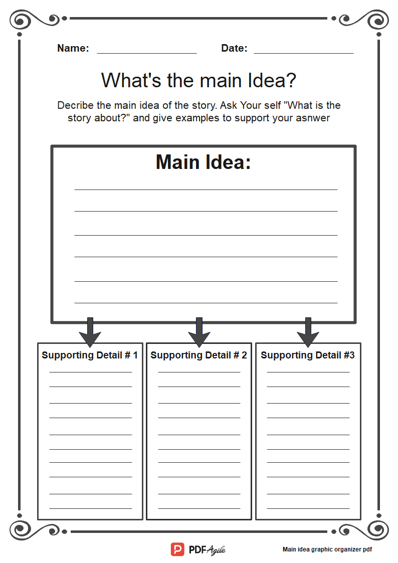 Story Map Graphic Organizer Pdf Template | Pdf Agile for Free Printable Main Idea Graphic Organizer