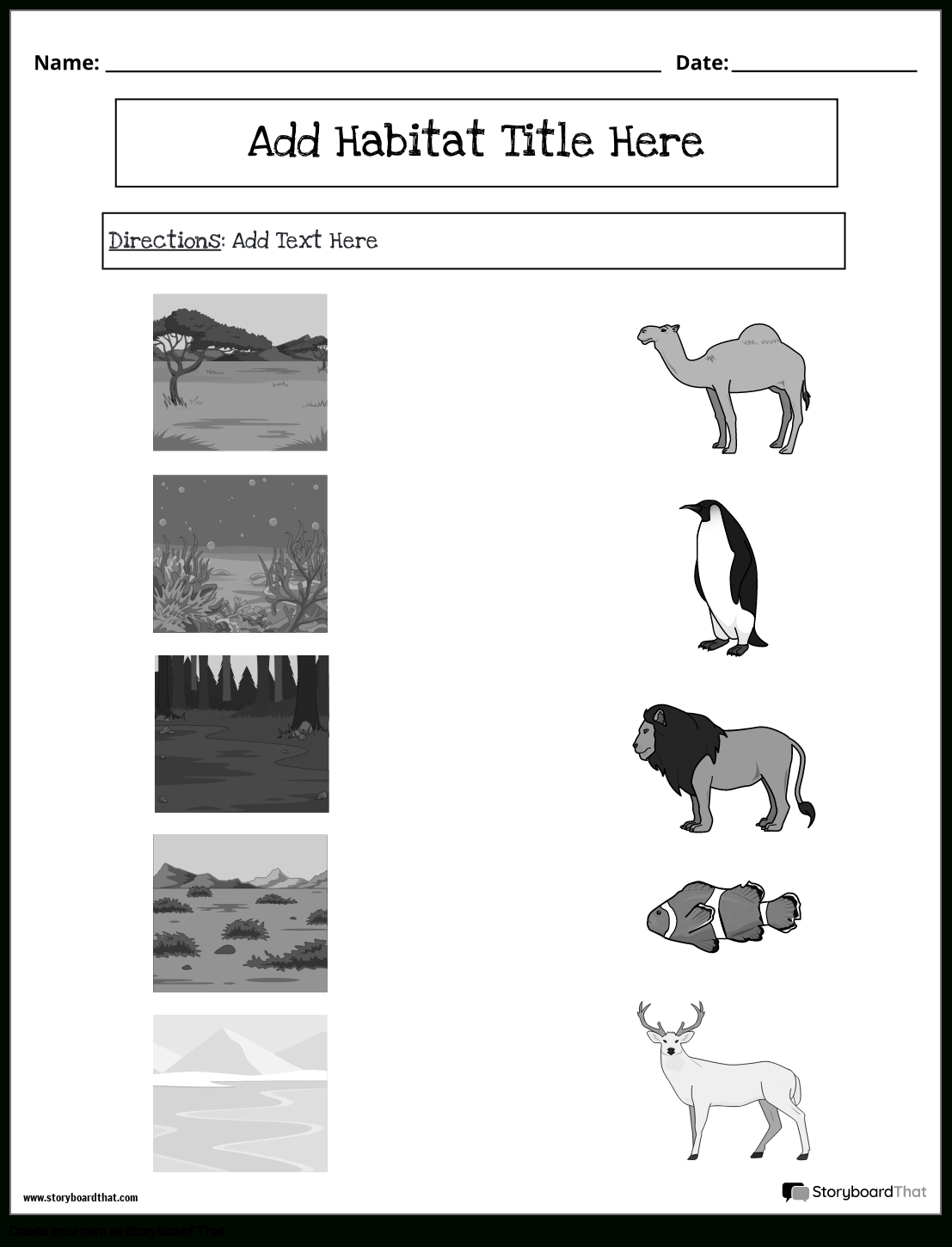 Storyboard That: Free Animal Habitat Worksheets for Free Printable Worksheets Animal Habitats