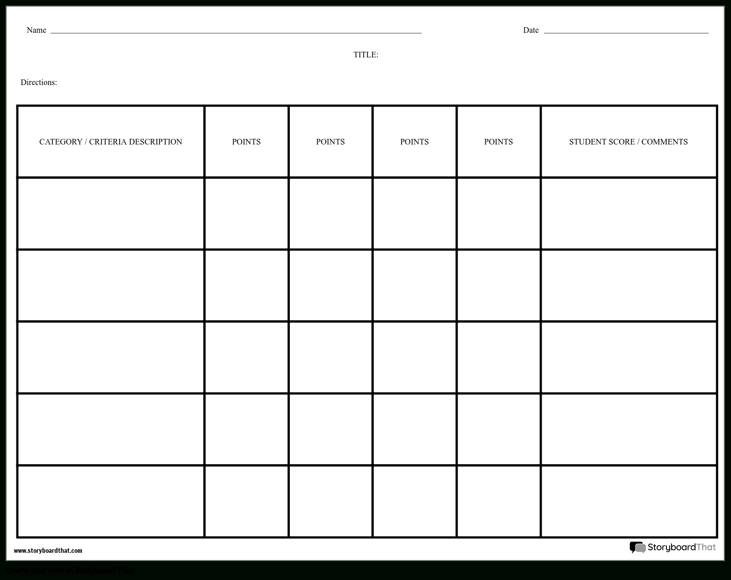 Storyboard That: Free, Editable Rubric Templates For 2025 for Free Printable Rubrics For Teachers