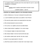 Subject And Predicate Worksheets | Complete Subjects Worksheets Within Free Printable Subject Predicate Worksheets 2nd Grade