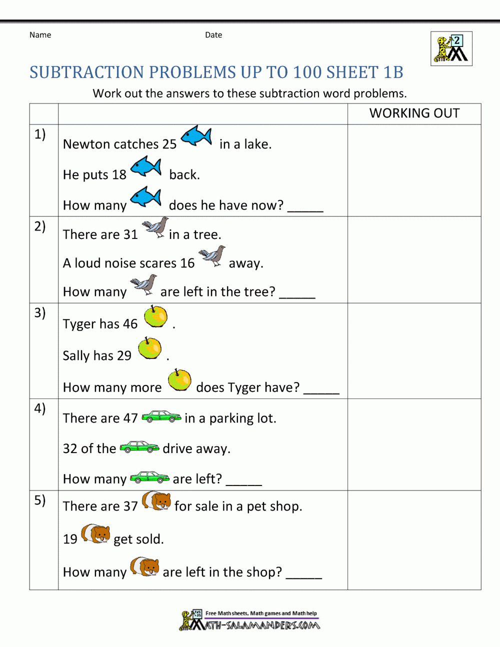 Subtraction Word Problems 2Nd Grade with Free Printable Math Word Problems For 2nd Grade