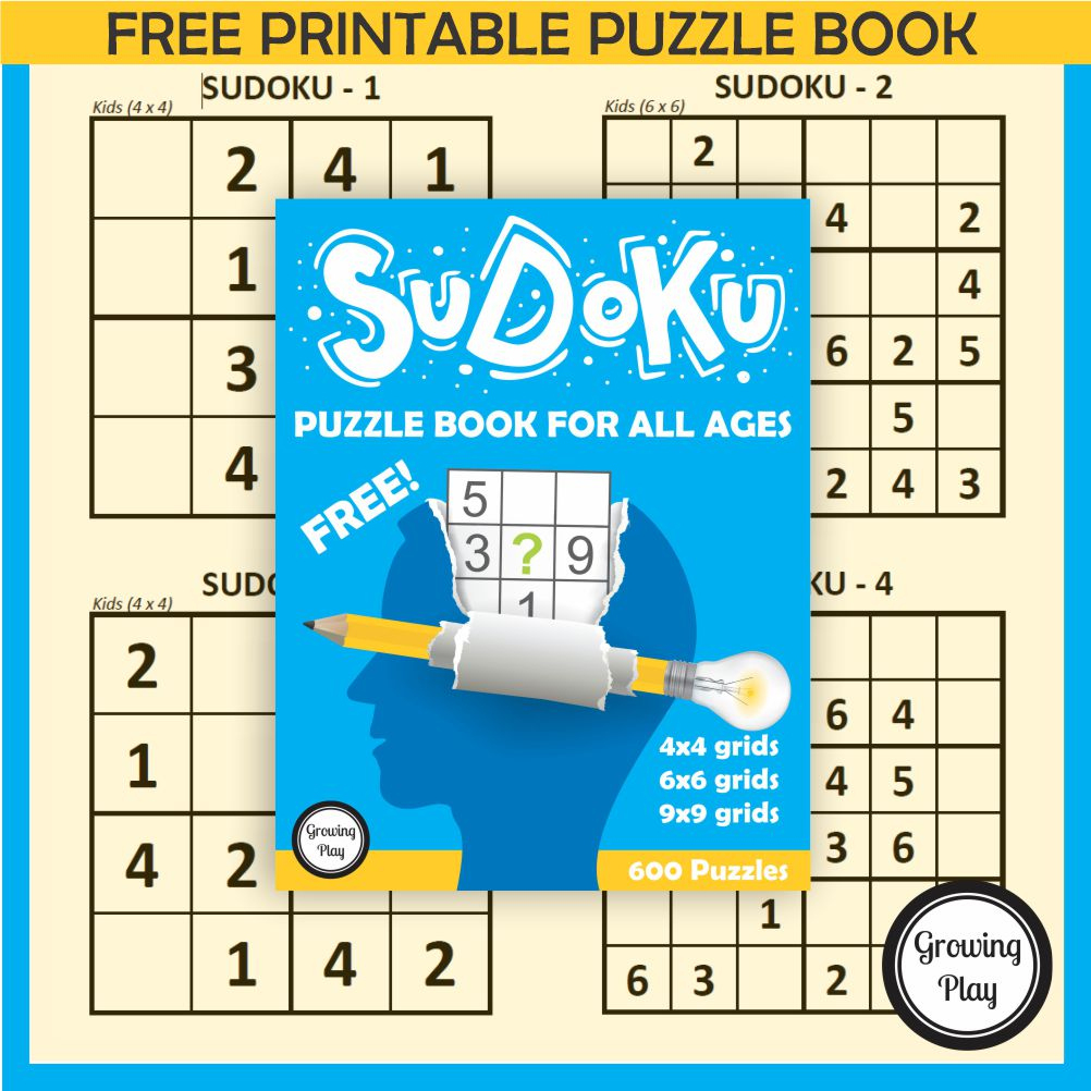 Sudoku For Kids Printable Pdf - Free - Growing Play for Free Printable Sudoku Books