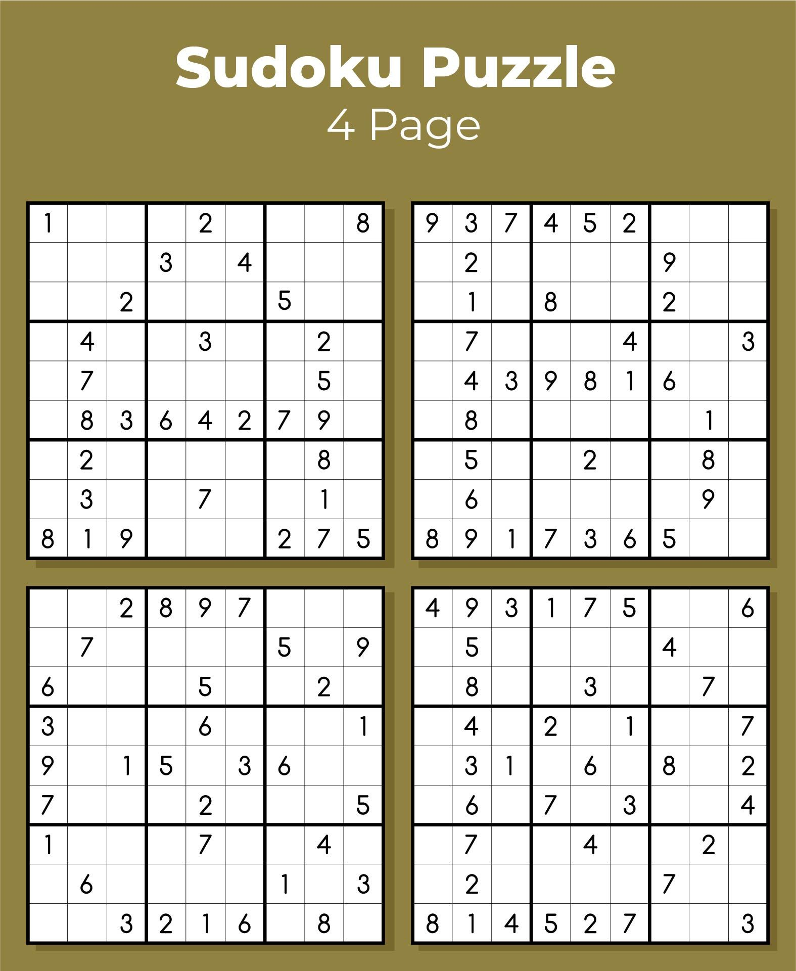 Sudoku Puzzles To Print - 10 Free Pdf Printables | Printablee pertaining to Free Printable Sudoku 4 Per Page
