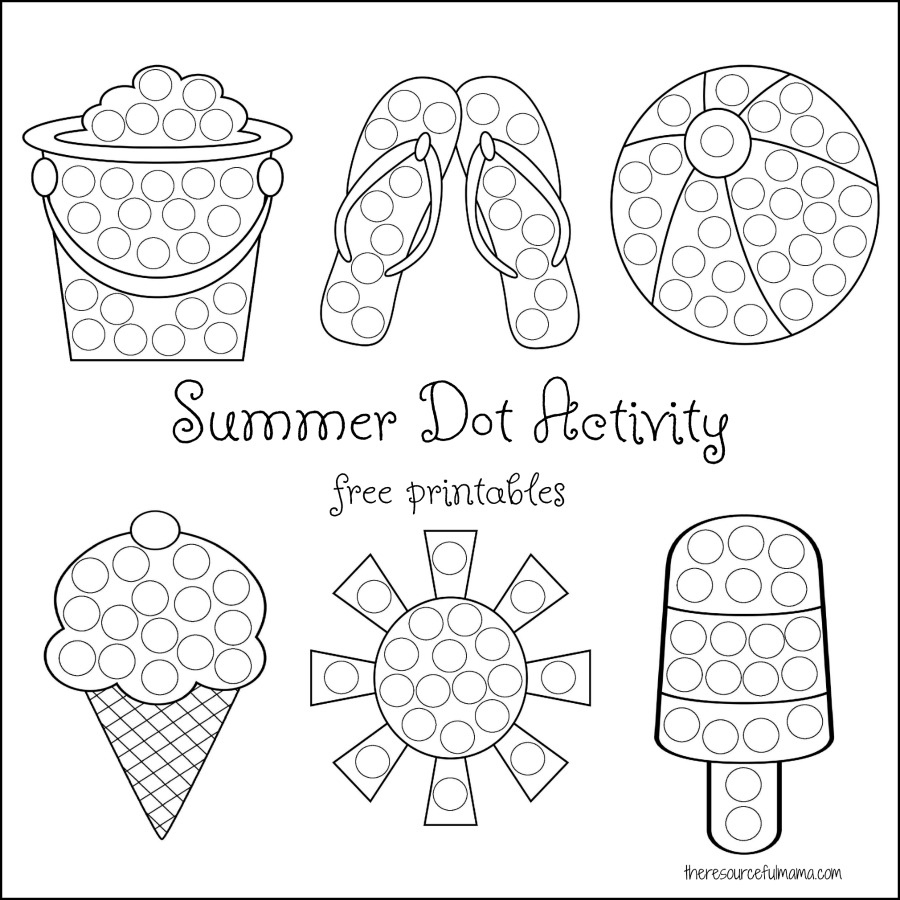 Summer Dot Activity {Free Printables} - The Resourceful Mama in Do A Dot Art Pages Free Printable
