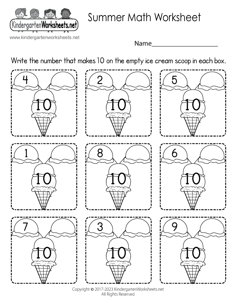Summer Math Worksheet - Free Printable, Digital, &amp;amp; Pdf in Free Printable Kindergarten Math Activities