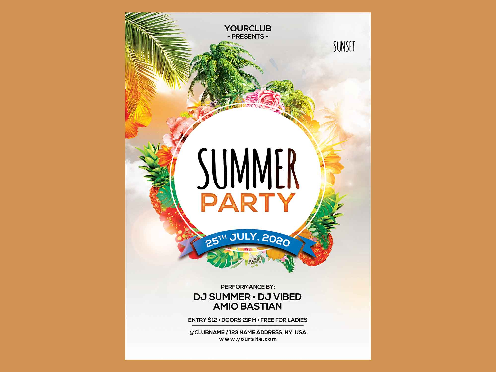 Summer Party Flyer Template | Psd | Free Download | Imockups for Free Printable Flyers For Parties