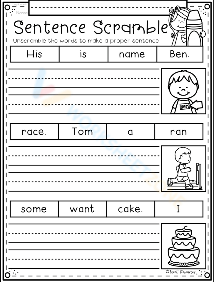 Free Printable Scrambled Sentences Worksheets