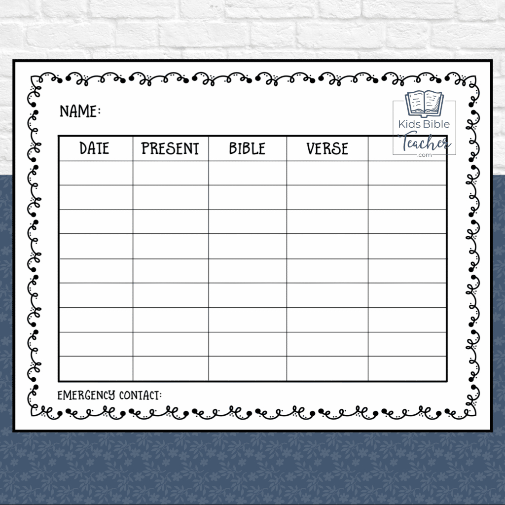Sunday School Attendance Cards - Kids Bible Teacher with Sunday School Attendance Chart Free Printable