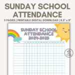 Sunday School Attendance Chart Printable Pdf Sunday School Throughout Sunday School Attendance Chart Free Printable