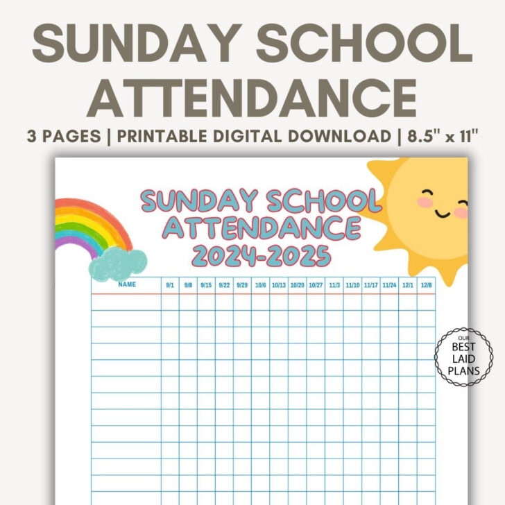 Sunday School Attendance Chart Free Printable