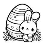 Sweet Easter Bunny With A Huge Easter Egg: Simple Coloring Page (Free) Pertaining To Free Printable Easter Stuff