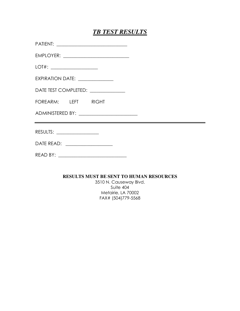 Tb Test Results Form - Fill Out, Sign Online And Download Pdf regarding Free Printable Tb Test Form