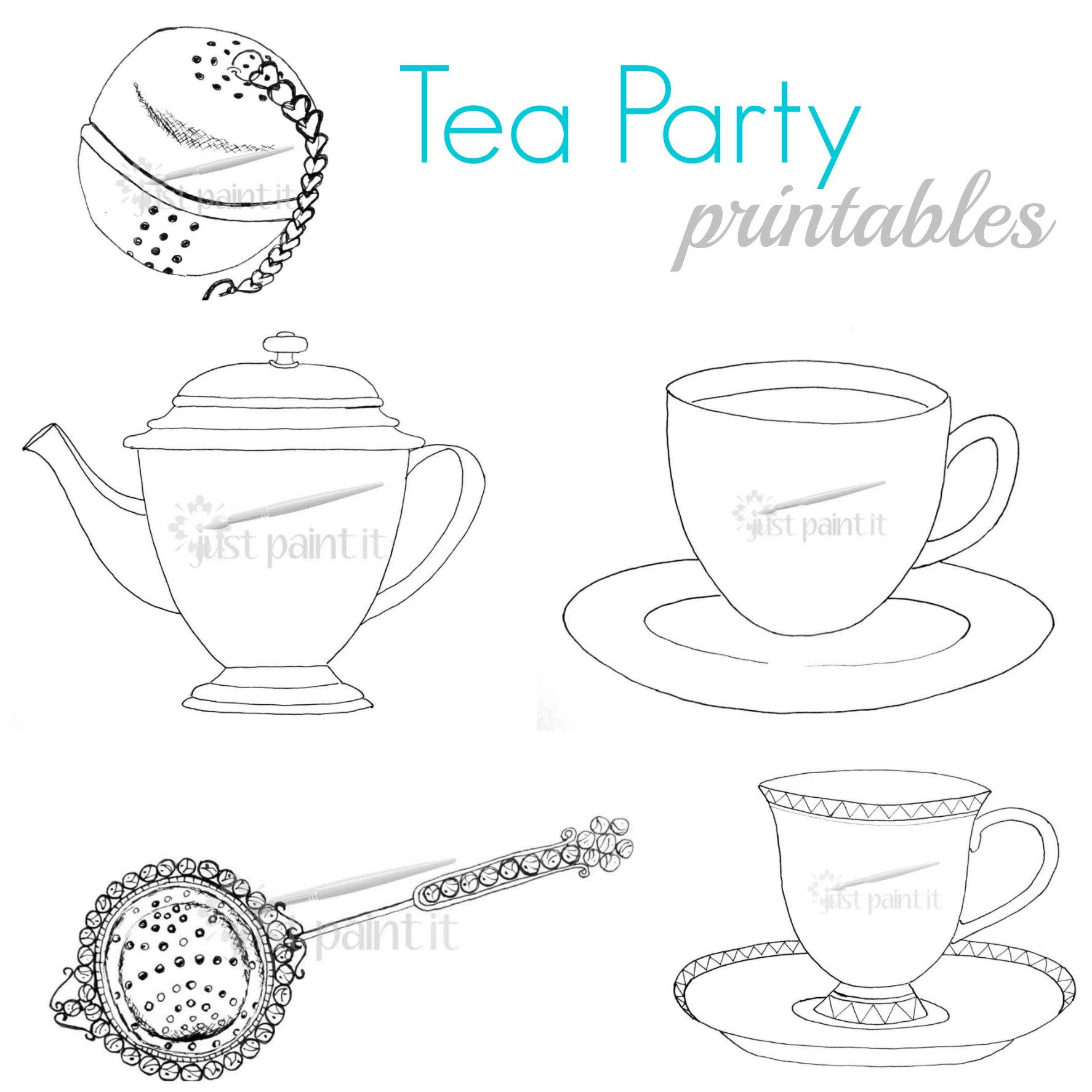 Tea Party Printables intended for Free Printable Tea Cup Coloring Pages