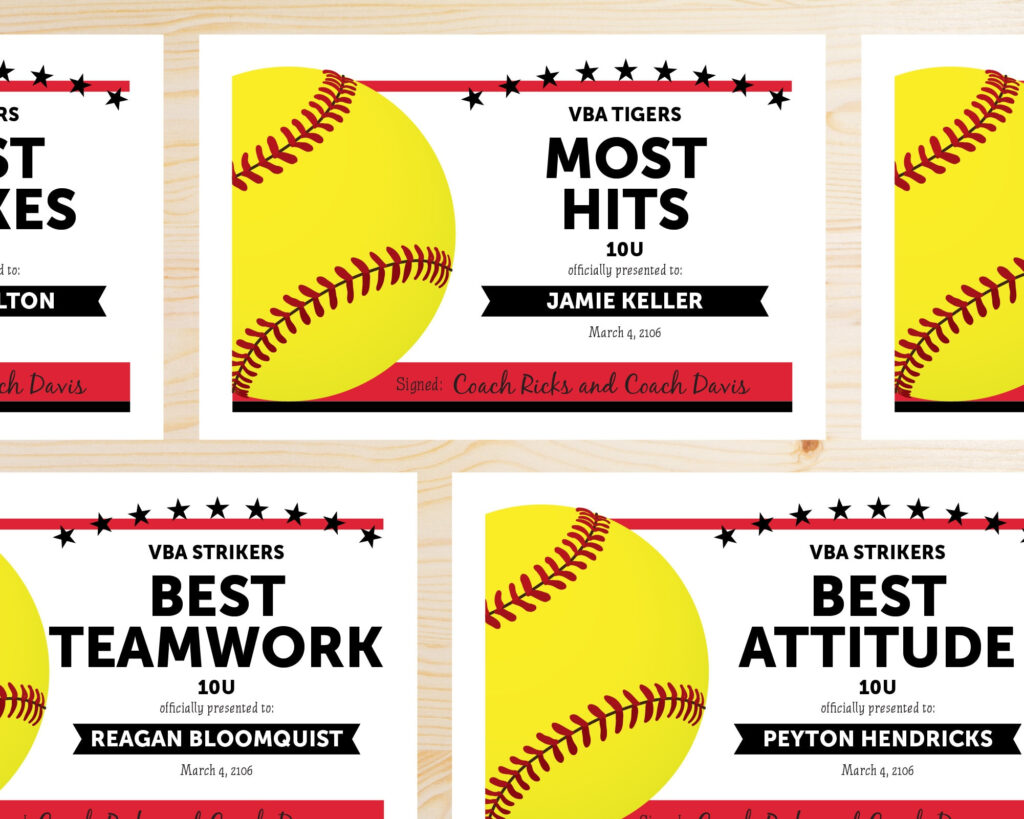 Team Colors Softball Award Certificates Instant Download With Free Printable Softball Award Certificates Team Colors Softball Award Certificates Instant Download With Free Printable Softball Award Certificates