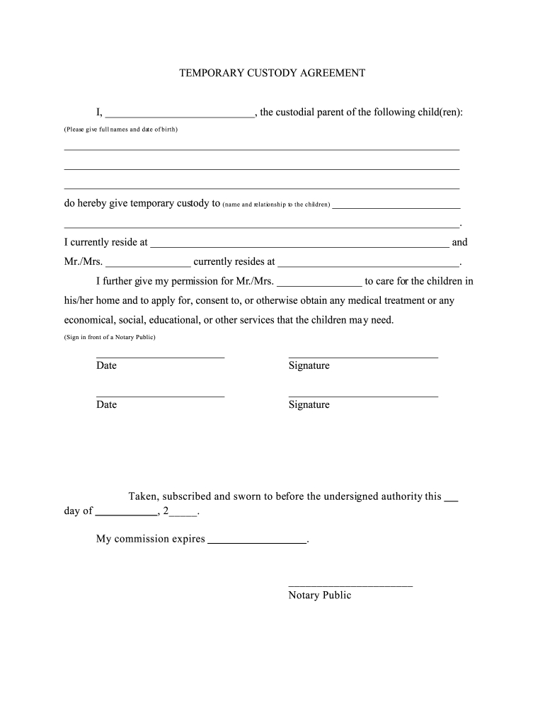 Temporary Guardianshp - Fill Online, Printable, Fillable, Blank throughout Free Printable Temporary Guardianship Form