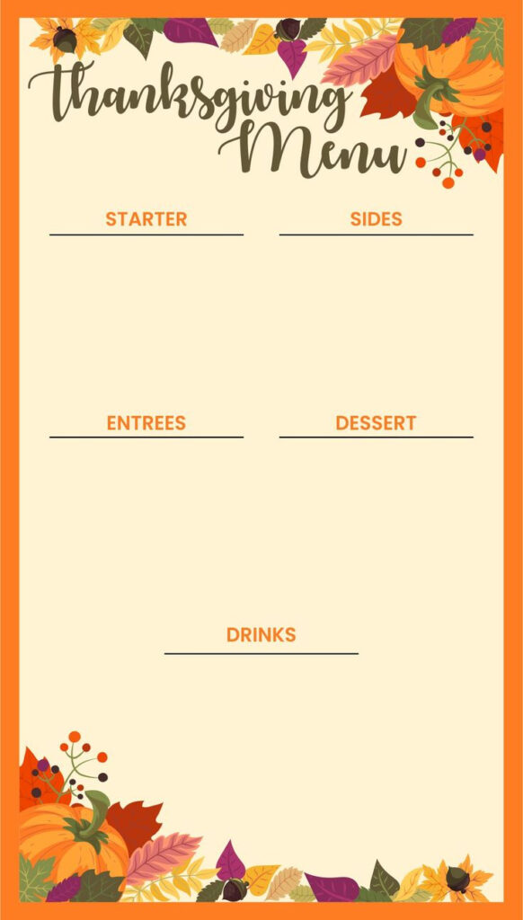 Thanksgiving Menu Templates   13 Free Pdf Printables | Printablee With Regard To Free Printable Thanksgiving Menu Template