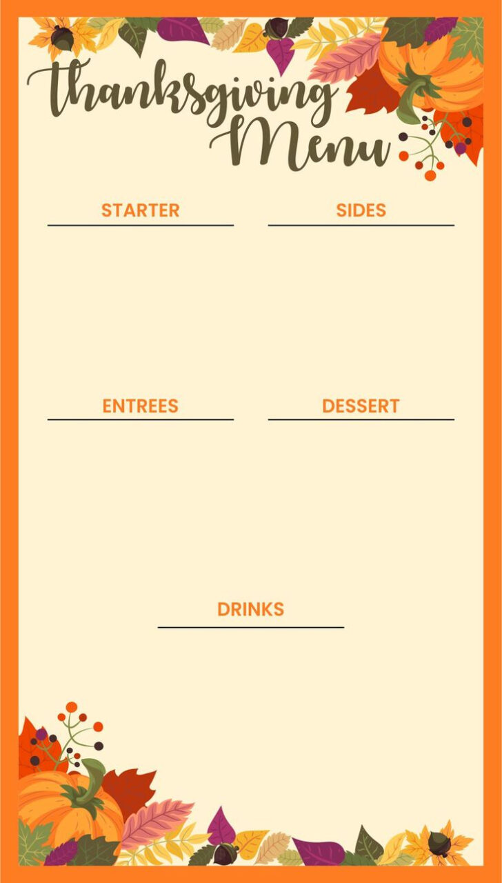Free Printable Thanksgiving Menu Template