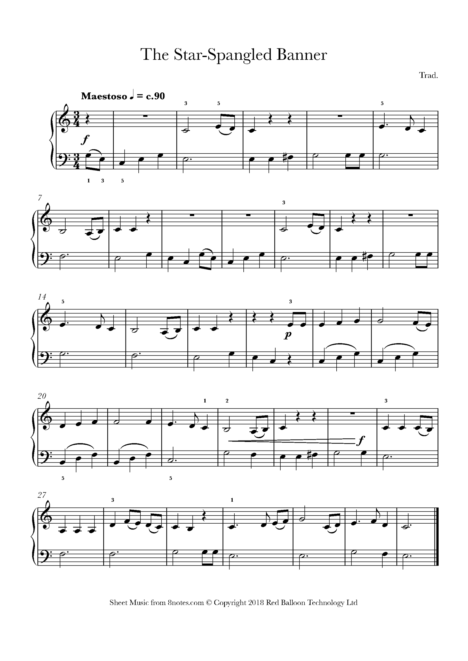 The Star Spangled Banner For Piano - Free Sheet Music For Piano intended for Free Printable Piano Sheet Music For The Star Spangled Banner
