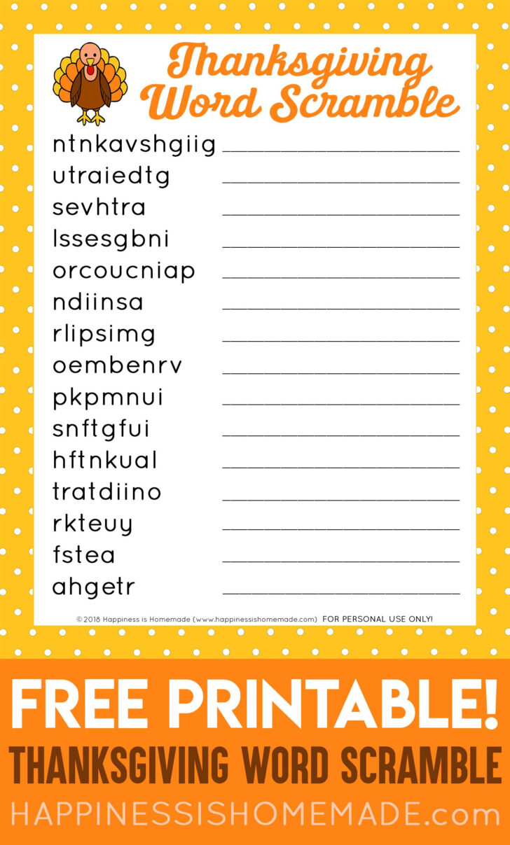 Thanksgiving Games Printable Free